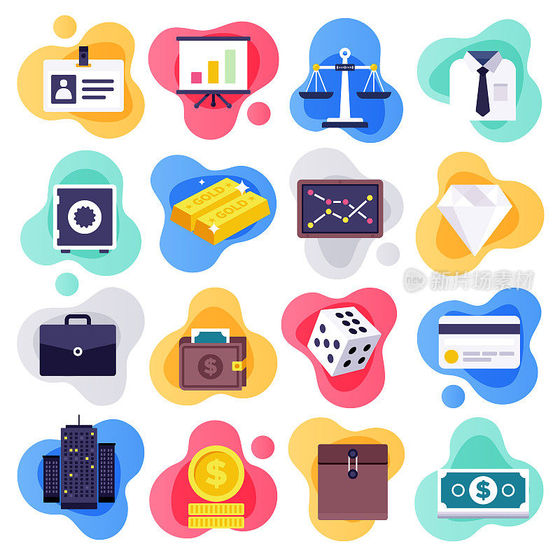 Business Risk & Decision Adaptation Flat Liquid Style Vector Icon Set